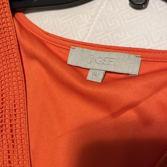 Orange Midi Sundress with Puff Sleeves and V-Neck - Picture 9 of 9